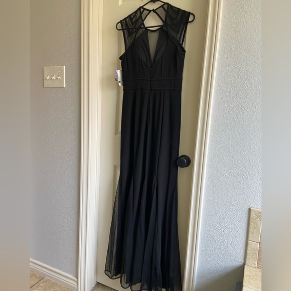 NW NIGHTWAY Women’s Size 4 Black Mesh cut out mermaid Gown Dress - Picture 4 of 4